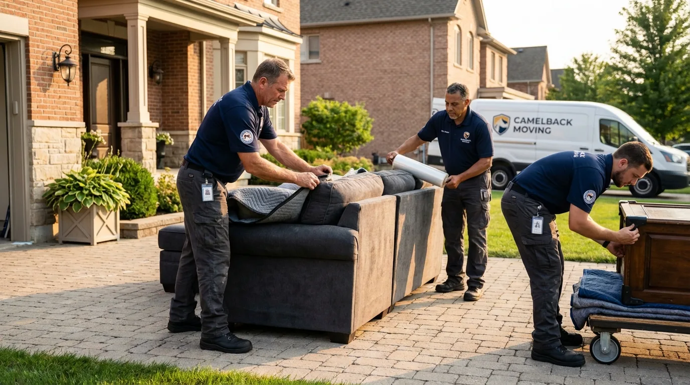 Large estate moving crew wrapping furniture in Gold Canyon, AZ