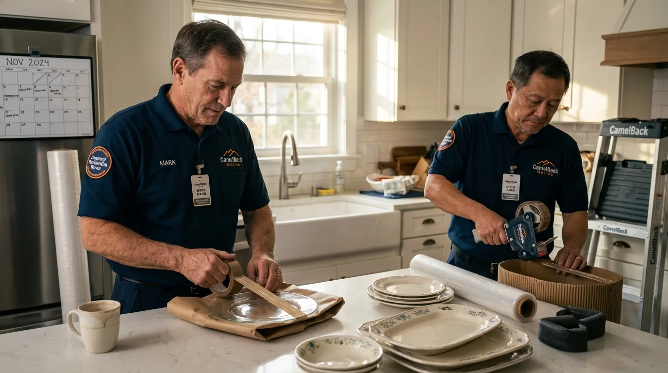 Professional crew packing kitchen dishware in Gold Canyon, AZ